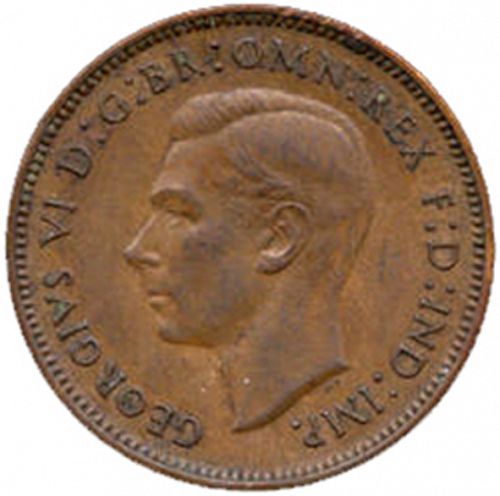 Farthing Obverse Image minted in UNITED KINGDOM in 1937 (1937-52 - George VI)  - The Coin Database