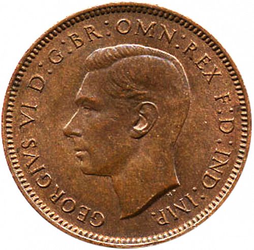 Farthing Obverse Image minted in UNITED KINGDOM in 1939 (1937-52 - George VI)  - The Coin Database