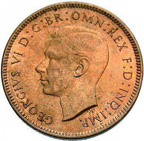 Farthing Obverse Image minted in UNITED KINGDOM in 1942 (1937-52 - George VI)  - The Coin Database