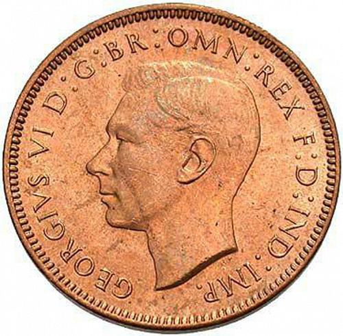 Farthing Obverse Image minted in UNITED KINGDOM in 1945 (1937-52 - George VI)  - The Coin Database