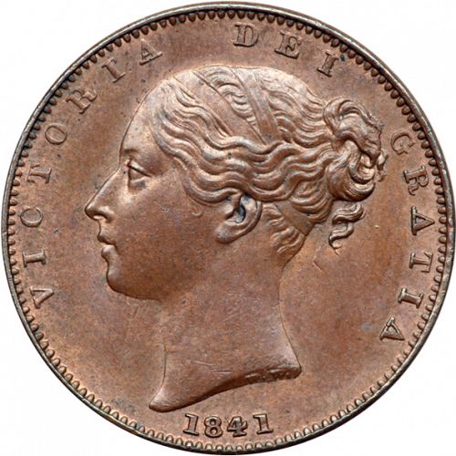 Farthing Obverse Image minted in UNITED KINGDOM in 1841 (1837-01  -  Victoria)  - The Coin Database