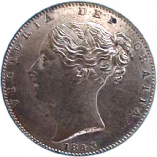 Farthing Obverse Image minted in UNITED KINGDOM in 1843 (1837-01  -  Victoria)  - The Coin Database