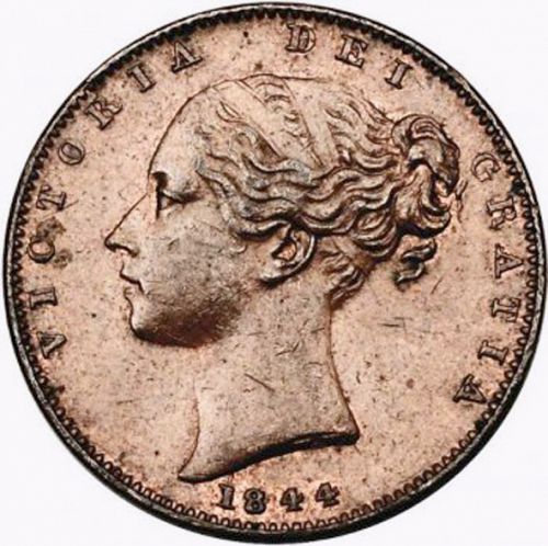 Farthing Obverse Image minted in UNITED KINGDOM in 1844 (1837-01  -  Victoria)  - The Coin Database