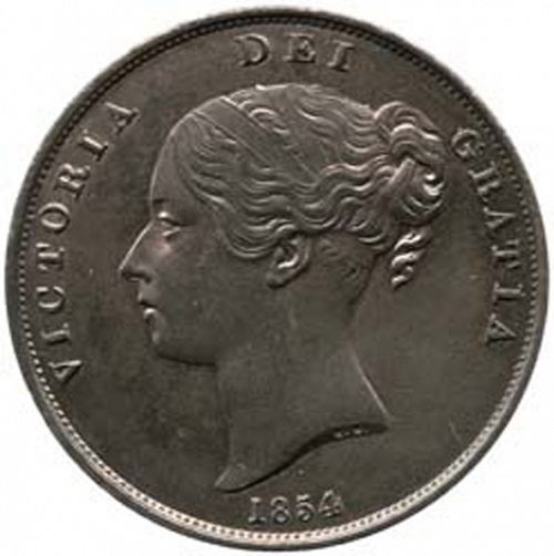Farthing Obverse Image minted in UNITED KINGDOM in 1854 (1837-01  -  Victoria)  - The Coin Database