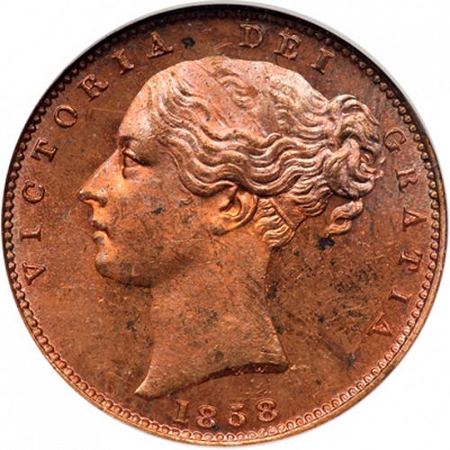 Farthing Obverse Image minted in UNITED KINGDOM in 1858 (1837-01  -  Victoria)  - The Coin Database