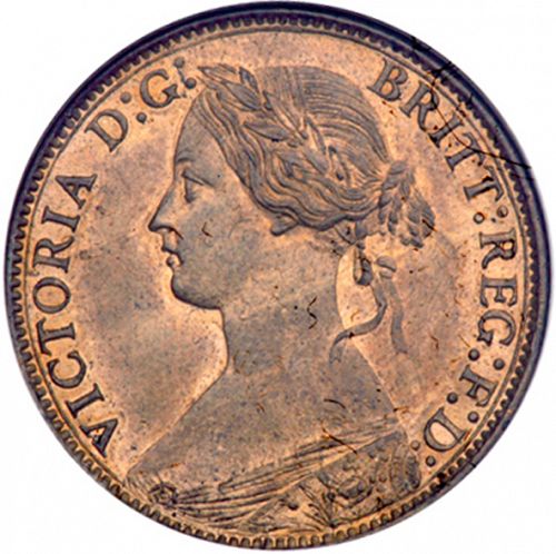 Farthing Obverse Image minted in UNITED KINGDOM in 1868 (1837-01  -  Victoria)  - The Coin Database