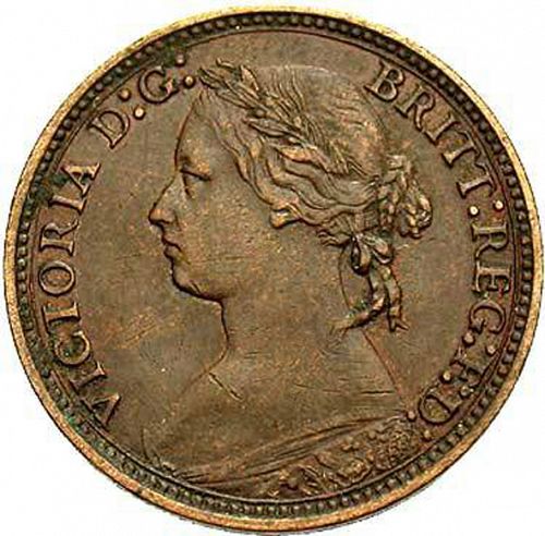 Farthing Obverse Image minted in UNITED KINGDOM in 1879 (1837-01  -  Victoria)  - The Coin Database