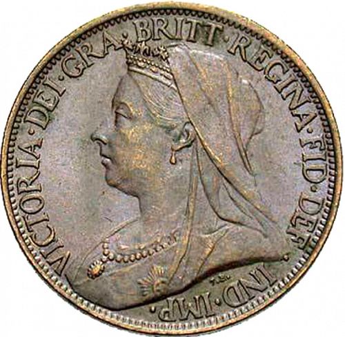 Farthing Obverse Image minted in UNITED KINGDOM in 1901 (1837-01  -  Victoria)  - The Coin Database