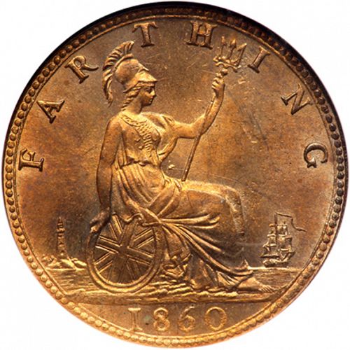 Farthing Reverse Image minted in UNITED KINGDOM in 1860 (1837-01  -  Victoria)  - The Coin Database