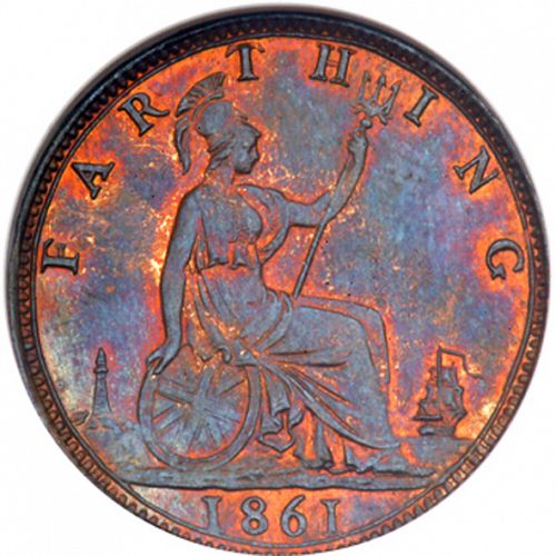 Farthing Reverse Image minted in UNITED KINGDOM in 1861 (1837-01  -  Victoria)  - The Coin Database