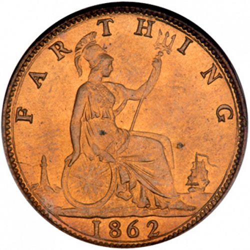 Farthing Reverse Image minted in UNITED KINGDOM in 1862 (1837-01  -  Victoria)  - The Coin Database