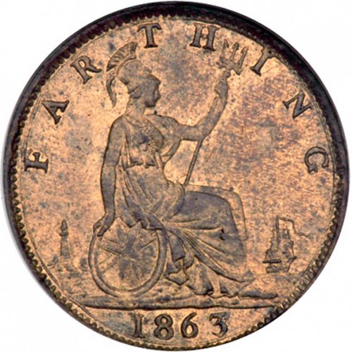 Farthing Reverse Image minted in UNITED KINGDOM in 1863 (1837-01  -  Victoria)  - The Coin Database