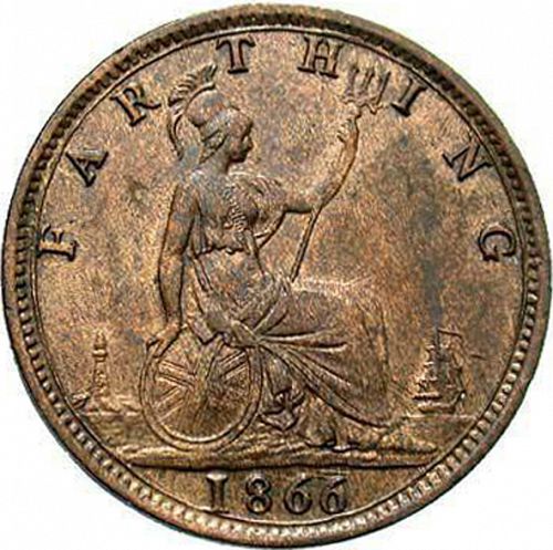 Farthing Reverse Image minted in UNITED KINGDOM in 1866 (1837-01  -  Victoria)  - The Coin Database