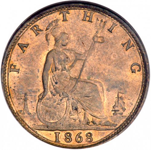 Farthing Reverse Image minted in UNITED KINGDOM in 1868 (1837-01  -  Victoria)  - The Coin Database