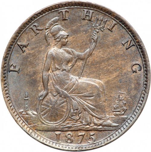 Farthing Reverse Image minted in UNITED KINGDOM in 1875 (1837-01  -  Victoria)  - The Coin Database