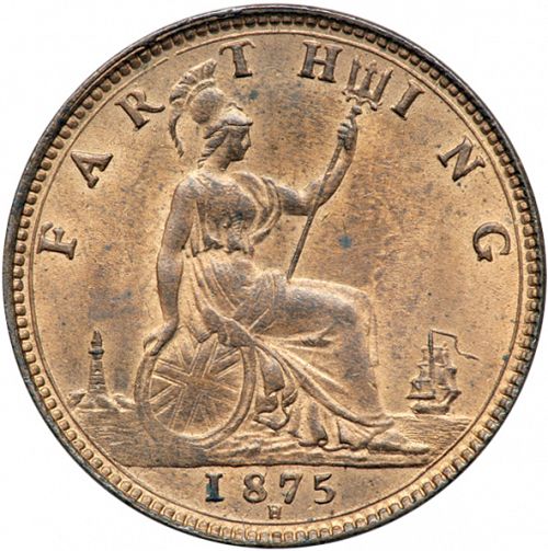 Farthing Reverse Image minted in UNITED KINGDOM in 1875H (1837-01  -  Victoria)  - The Coin Database