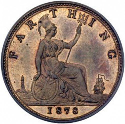 Farthing Reverse Image minted in UNITED KINGDOM in 1878 (1837-01  -  Victoria)  - The Coin Database
