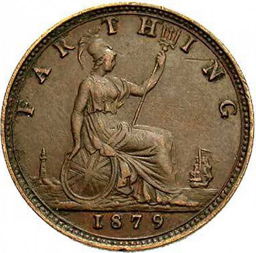 Farthing Reverse Image minted in UNITED KINGDOM in 1879 (1837-01  -  Victoria)  - The Coin Database