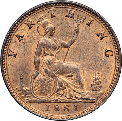Farthing Reverse Image minted in UNITED KINGDOM in 1881 (1837-01  -  Victoria)  - The Coin Database