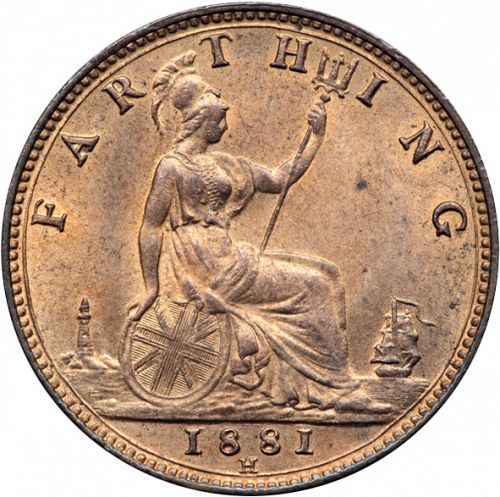 Farthing Reverse Image minted in UNITED KINGDOM in 1881H (1837-01  -  Victoria)  - The Coin Database