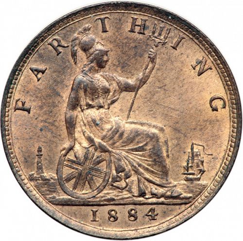 Farthing Reverse Image minted in UNITED KINGDOM in 1884 (1837-01  -  Victoria)  - The Coin Database
