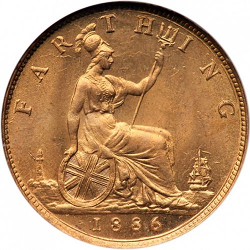 Farthing Reverse Image minted in UNITED KINGDOM in 1886 (1837-01  -  Victoria)  - The Coin Database
