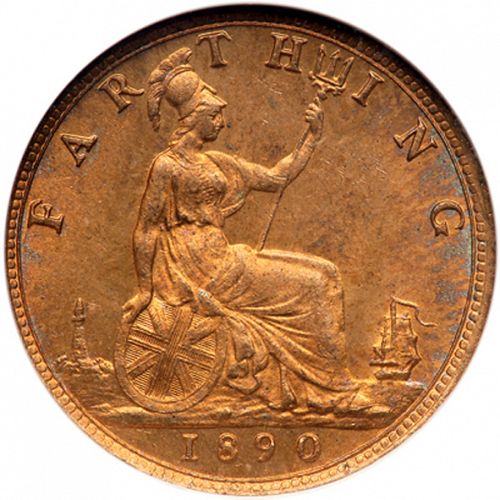 Farthing Reverse Image minted in UNITED KINGDOM in 1890 (1837-01  -  Victoria)  - The Coin Database