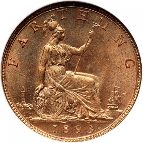 Farthing Reverse Image minted in UNITED KINGDOM in 1893 (1837-01  -  Victoria)  - The Coin Database