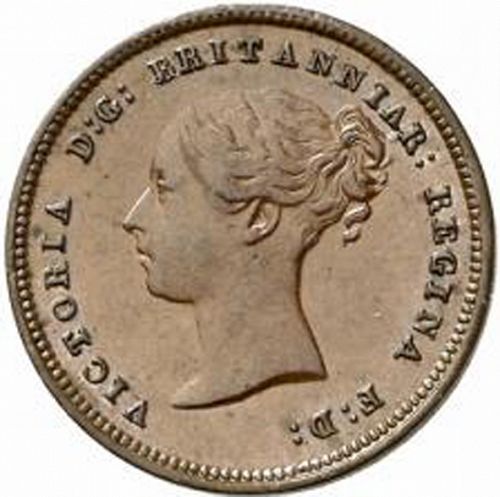 Half Farthing Obverse Image minted in UNITED KINGDOM in 1843 (1837-01  -  Victoria)  - The Coin Database