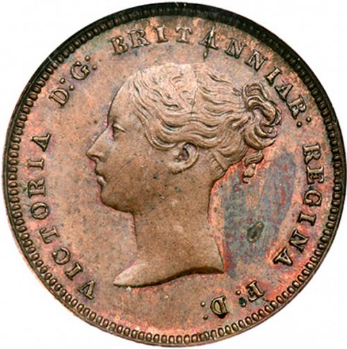 Half Farthing Obverse Image minted in UNITED KINGDOM in 1851 (1837-01  -  Victoria)  - The Coin Database
