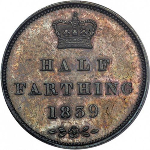 Half Farthing Reverse Image minted in UNITED KINGDOM in 1839 (1837-01  -  Victoria)  - The Coin Database