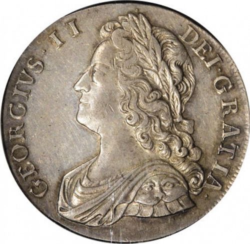 Halfcrown Obverse Image minted in UNITED KINGDOM in 1735 (1727-60 - George II)  - The Coin Database