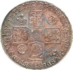 Halfcrown Reverse Image minted in UNITED KINGDOM in 1736 (1727-60 - George II)  - The Coin Database