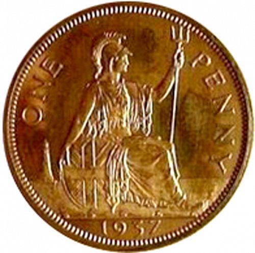 Penny Reverse Image minted in UNITED KINGDOM in 1937 (1936-37 - Edward VIII)  - The Coin Database