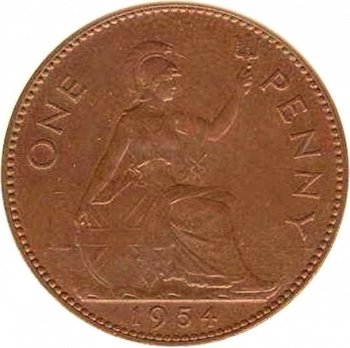 Penny Reverse Image minted in UNITED KINGDOM in 1954 (1953-70  -  Elizabeth II)  - The Coin Database