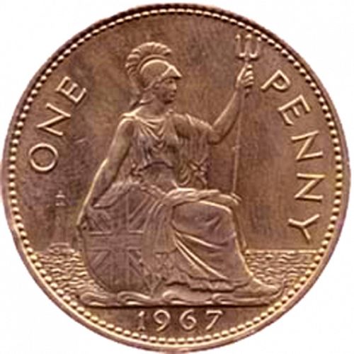 Penny Reverse Image minted in UNITED KINGDOM in 1967 (1953-70  -  Elizabeth II)  - The Coin Database