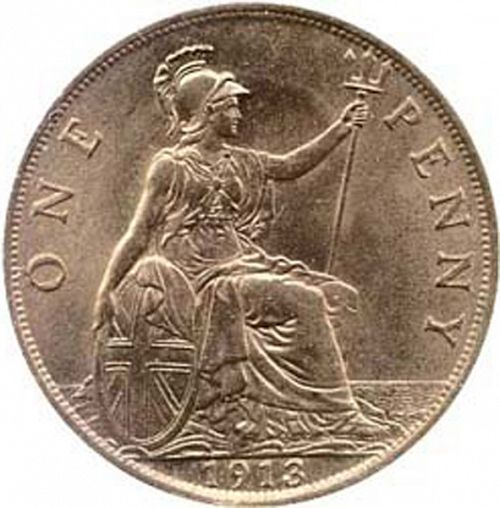 Penny Reverse Image minted in UNITED KINGDOM in 1913 (1910-36  -  George V)  - The Coin Database
