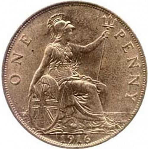 Penny Reverse Image minted in UNITED KINGDOM in 1916 (1910-36  -  George V)  - The Coin Database