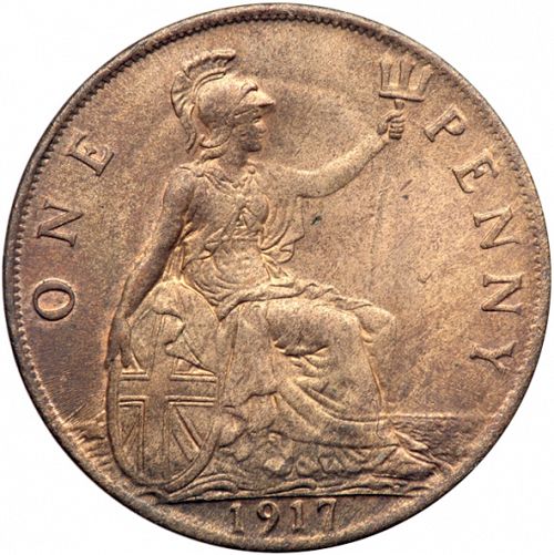 Penny Reverse Image minted in UNITED KINGDOM in 1917 (1910-36  -  George V)  - The Coin Database