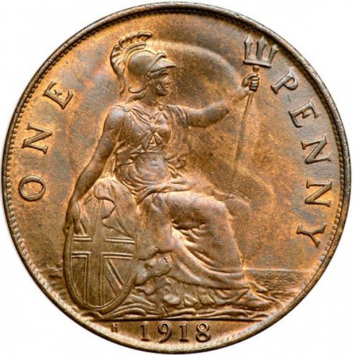 Penny Reverse Image minted in UNITED KINGDOM in 1918H (1910-36  -  George V)  - The Coin Database