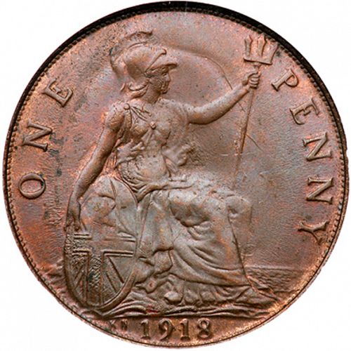 Penny Reverse Image minted in UNITED KINGDOM in 1918KN (1910-36  -  George V)  - The Coin Database