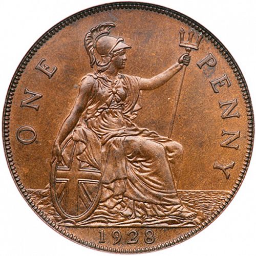 Penny Reverse Image minted in UNITED KINGDOM in 1928 (1910-36  -  George V)  - The Coin Database