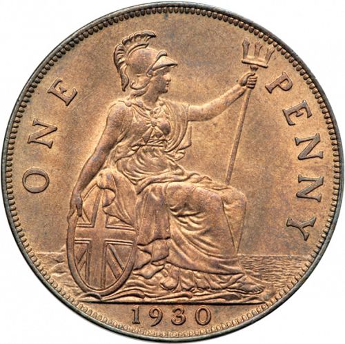 Penny Reverse Image minted in UNITED KINGDOM in 1930 (1910-36  -  George V)  - The Coin Database