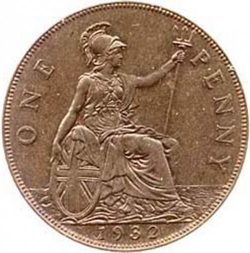 Penny Reverse Image minted in UNITED KINGDOM in 1932 (1910-36  -  George V)  - The Coin Database