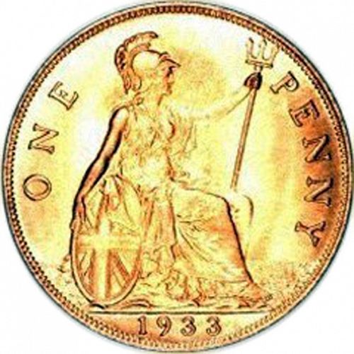 Penny Reverse Image minted in UNITED KINGDOM in 1933 (1910-36  -  George V)  - The Coin Database