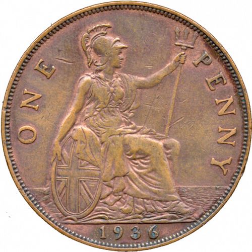 Penny Reverse Image minted in UNITED KINGDOM in 1936 (1910-36  -  George V)  - The Coin Database