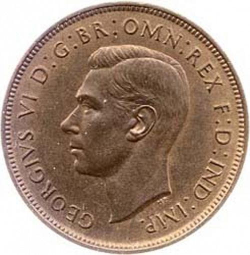 Penny Obverse Image minted in UNITED KINGDOM in 1937 (1937-52 - George VI)  - The Coin Database