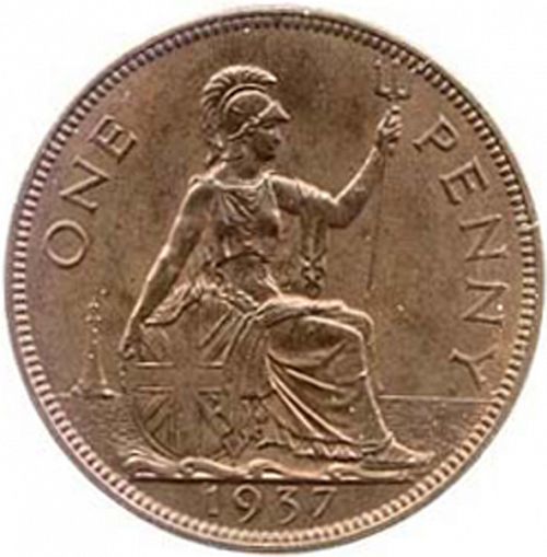 Penny Reverse Image minted in UNITED KINGDOM in 1937 (1937-52 - George VI)  - The Coin Database