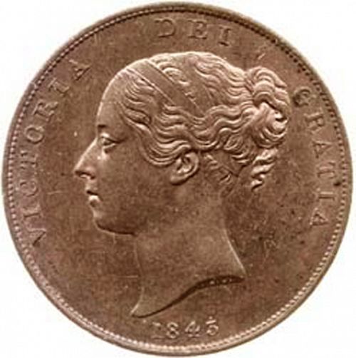 Penny Obverse Image minted in UNITED KINGDOM in 1843 (1837-01  -  Victoria)  - The Coin Database