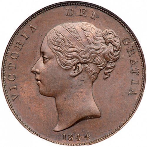 Penny Obverse Image minted in UNITED KINGDOM in 1844 (1837-01  -  Victoria)  - The Coin Database